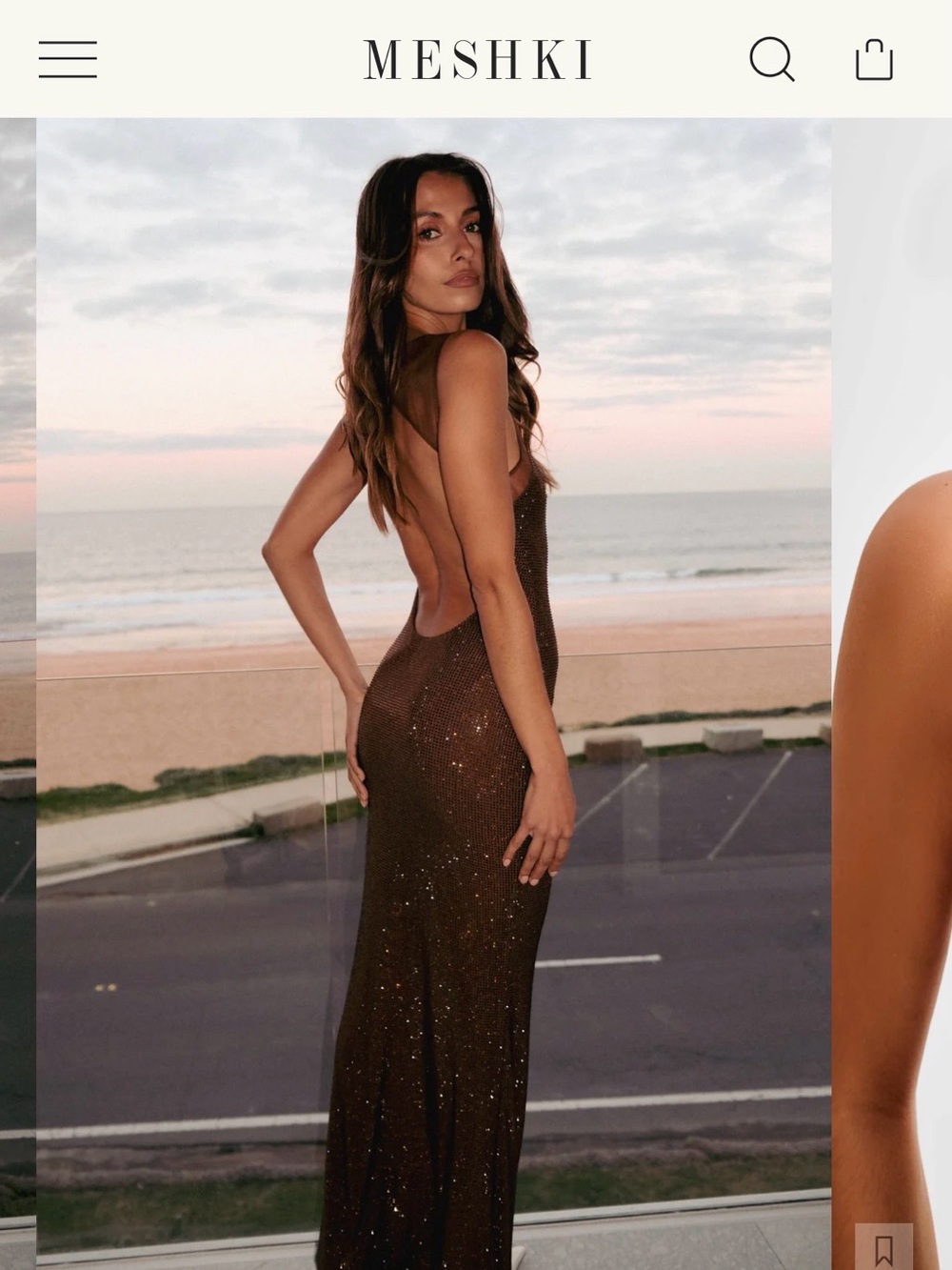 Meshki- Jasmyn Hot Fix Maxi Dress With Mesh Back - Chocolate
